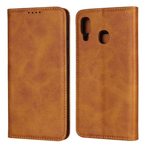 Custodia Portafoglio In Pelle Cover con Supporto L02 per Samsung Galaxy A30 Arancione