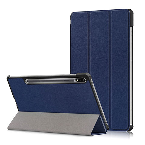 Custodia Portafoglio In Pelle Cover con Supporto L02 per Samsung Galaxy Tab S7 4G 11 SM-T875 Blu