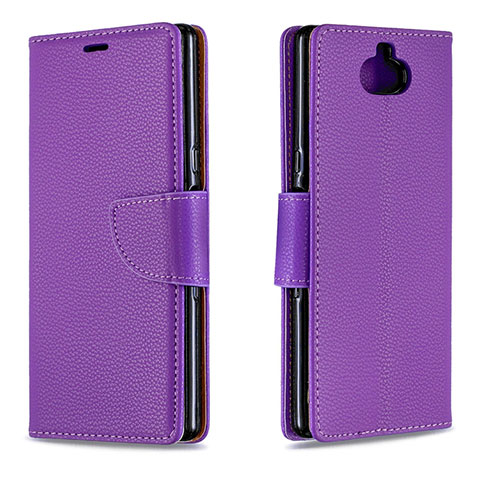 Custodia Portafoglio In Pelle Cover con Supporto L02 per Sony Xperia XA3 Ultra Viola