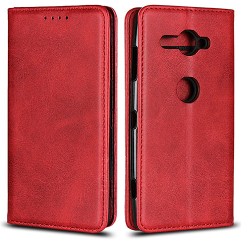 Custodia Portafoglio In Pelle Cover con Supporto L02 per Sony Xperia XZ2 Compact Rosso