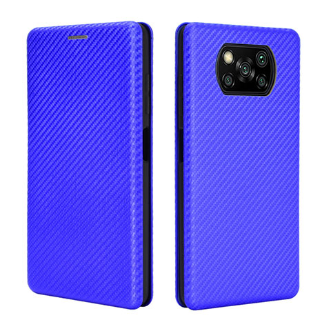 Custodia Portafoglio In Pelle Cover con Supporto L02 per Xiaomi Poco X3 Pro Blu