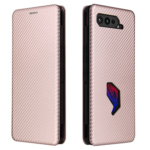 Custodia Portafoglio In Pelle Cover con Supporto L02Z per Asus ROG Phone 5 ZS673KS Oro Rosa