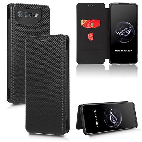 Custodia Portafoglio In Pelle Cover con Supporto L02Z per Asus ROG Phone 7 Pro Nero