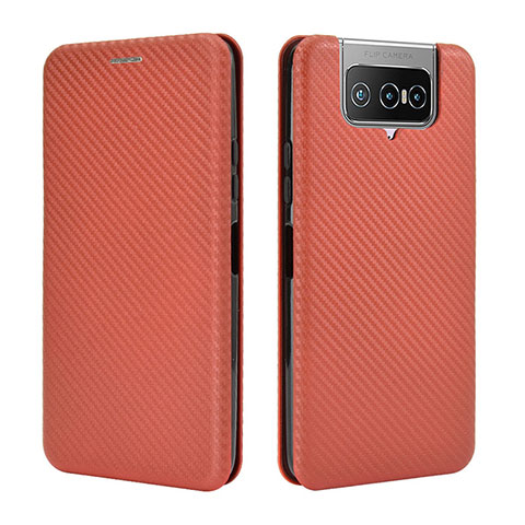 Custodia Portafoglio In Pelle Cover con Supporto L02Z per Asus Zenfone 7 ZS670KS Marrone