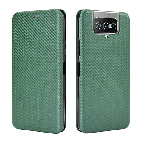 Custodia Portafoglio In Pelle Cover con Supporto L02Z per Asus Zenfone 7 ZS670KS Verde