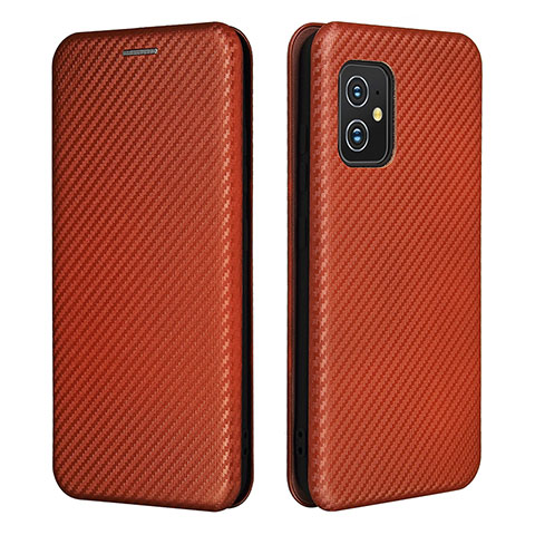 Custodia Portafoglio In Pelle Cover con Supporto L02Z per Asus Zenfone 8 ZS590KS Marrone