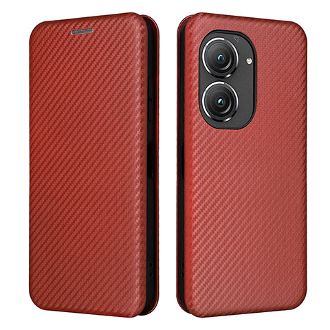 Custodia Portafoglio In Pelle Cover con Supporto L02Z per Asus Zenfone 9 Marrone