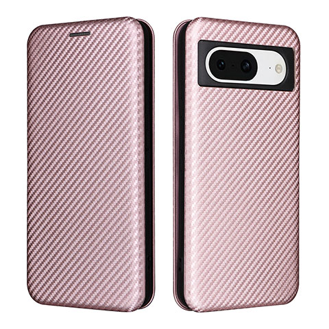 Custodia Portafoglio In Pelle Cover con Supporto L02Z per Google Pixel 8 5G Oro Rosa