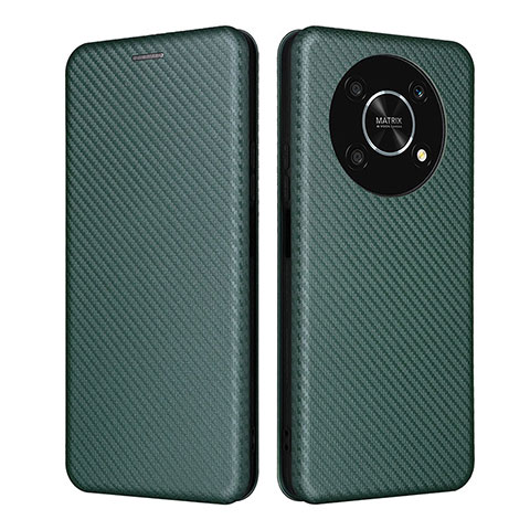 Custodia Portafoglio In Pelle Cover con Supporto L02Z per Huawei Honor X9 5G Verde