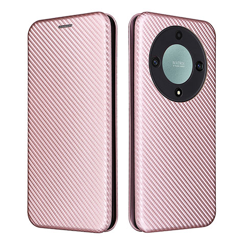 Custodia Portafoglio In Pelle Cover con Supporto L02Z per Huawei Honor X9a 5G Oro Rosa