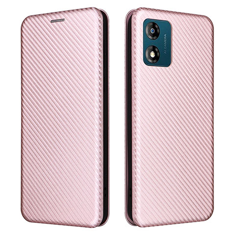 Custodia Portafoglio In Pelle Cover con Supporto L02Z per Motorola Moto E13 Oro Rosa