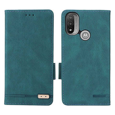 Custodia Portafoglio In Pelle Cover con Supporto L02Z per Motorola Moto E20 Verde