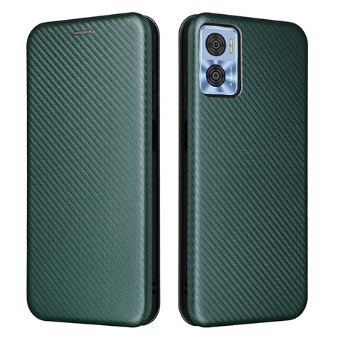 Custodia Portafoglio In Pelle Cover con Supporto L02Z per Motorola Moto E22 Verde