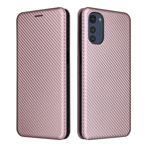 Custodia Portafoglio In Pelle Cover con Supporto L02Z per Motorola Moto E32 Oro Rosa