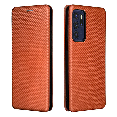 Custodia Portafoglio In Pelle Cover con Supporto L02Z per Motorola Moto G60s Marrone