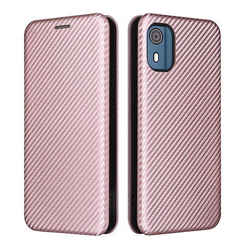 Custodia Portafoglio In Pelle Cover con Supporto L02Z per Nokia C02 Oro Rosa