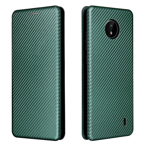 Custodia Portafoglio In Pelle Cover con Supporto L02Z per Nokia C10 Verde