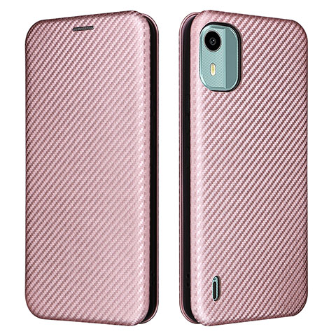 Custodia Portafoglio In Pelle Cover con Supporto L02Z per Nokia C12 Oro Rosa