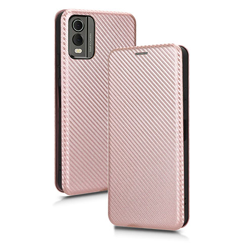 Custodia Portafoglio In Pelle Cover con Supporto L02Z per Nokia C210 Oro Rosa