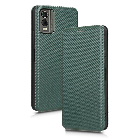 Custodia Portafoglio In Pelle Cover con Supporto L02Z per Nokia C32 Verde