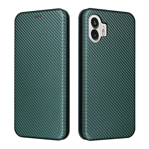 Custodia Portafoglio In Pelle Cover con Supporto L02Z per Nothing Phone 2 Verde