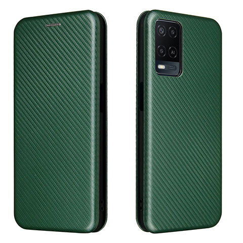 Custodia Portafoglio In Pelle Cover con Supporto L02Z per Oppo A54 4G Verde