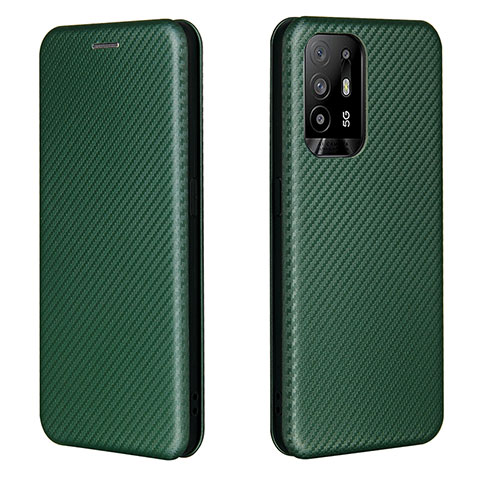 Custodia Portafoglio In Pelle Cover con Supporto L02Z per Oppo F19 Pro+ Plus 5G Verde