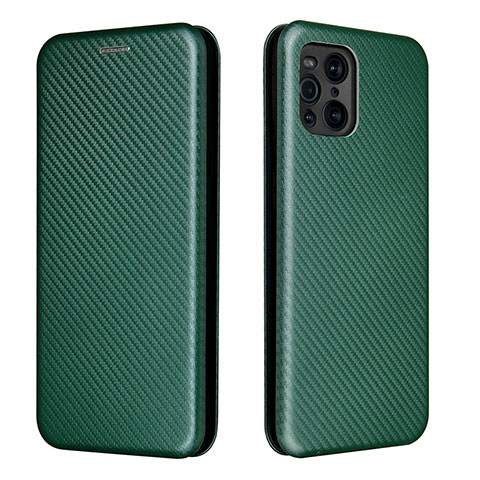 Custodia Portafoglio In Pelle Cover con Supporto L02Z per Oppo Find X3 Pro 5G Verde