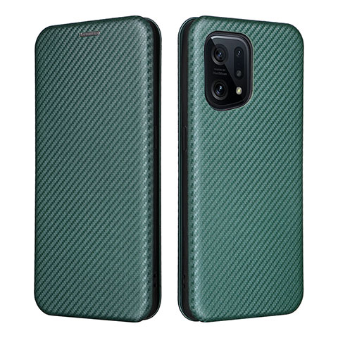 Custodia Portafoglio In Pelle Cover con Supporto L02Z per Oppo Find X5 5G Verde