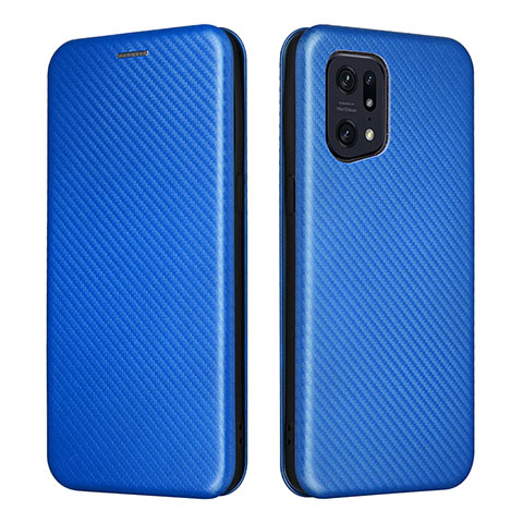 Custodia Portafoglio In Pelle Cover con Supporto L02Z per Oppo Find X5 Pro 5G Blu