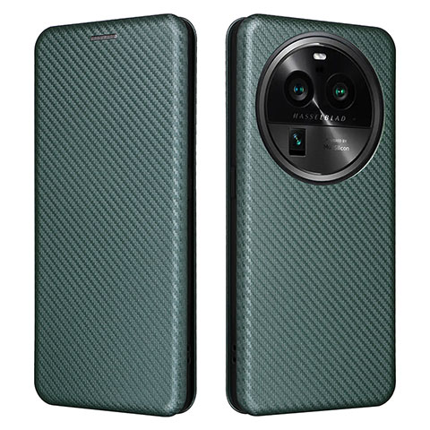 Custodia Portafoglio In Pelle Cover con Supporto L02Z per Oppo Find X6 Pro 5G Verde