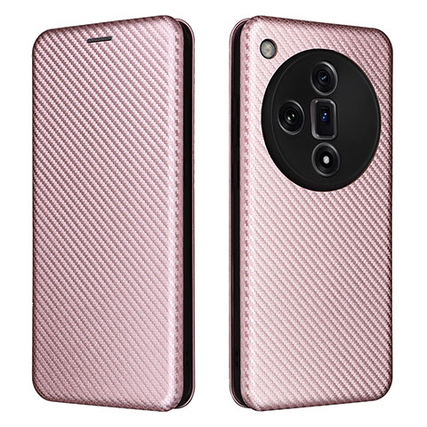 Custodia Portafoglio In Pelle Cover con Supporto L02Z per Oppo Find X7 5G Oro Rosa