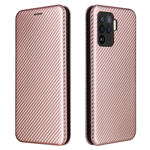 Custodia Portafoglio In Pelle Cover con Supporto L02Z per Oppo Reno5 F Oro Rosa