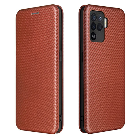 Custodia Portafoglio In Pelle Cover con Supporto L02Z per Oppo Reno5 Lite Marrone