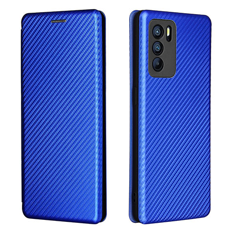 Custodia Portafoglio In Pelle Cover con Supporto L02Z per Oppo Reno6 Pro 5G India Blu