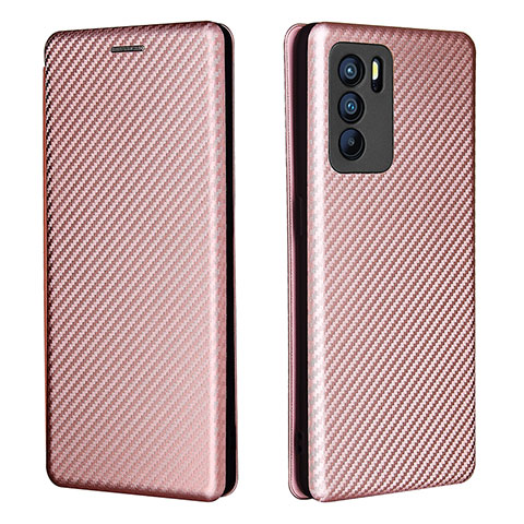 Custodia Portafoglio In Pelle Cover con Supporto L02Z per Oppo Reno6 Pro 5G India Oro Rosa