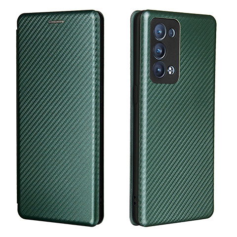 Custodia Portafoglio In Pelle Cover con Supporto L02Z per Oppo Reno6 Pro 5G Verde