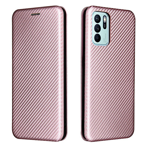 Custodia Portafoglio In Pelle Cover con Supporto L02Z per Oppo Reno6 Z 5G Oro Rosa