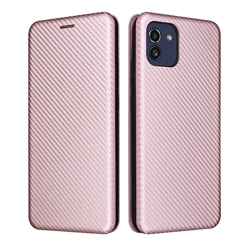 Custodia Portafoglio In Pelle Cover con Supporto L02Z per Samsung Galaxy A03 Oro Rosa