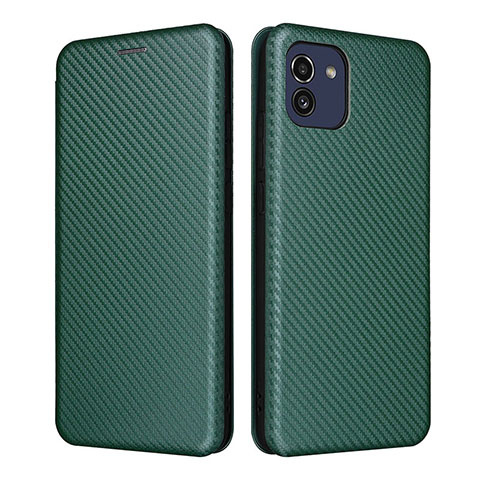 Custodia Portafoglio In Pelle Cover con Supporto L02Z per Samsung Galaxy A03 Verde