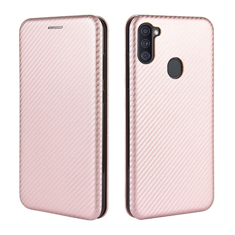 Custodia Portafoglio In Pelle Cover con Supporto L02Z per Samsung Galaxy A11 Oro Rosa