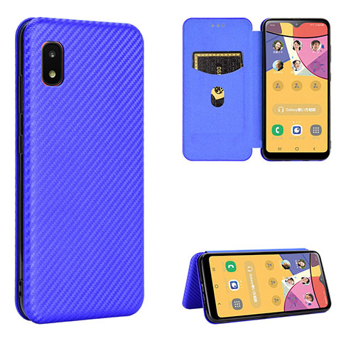 Custodia Portafoglio In Pelle Cover con Supporto L02Z per Samsung Galaxy A21 SC-42A Blu