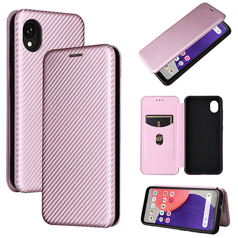 Custodia Portafoglio In Pelle Cover con Supporto L02Z per Samsung Galaxy A22 5G SC-56B Oro Rosa