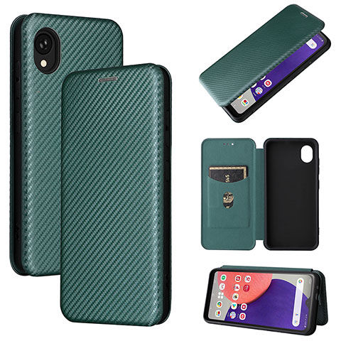 Custodia Portafoglio In Pelle Cover con Supporto L02Z per Samsung Galaxy A22 5G SC-56B Verde