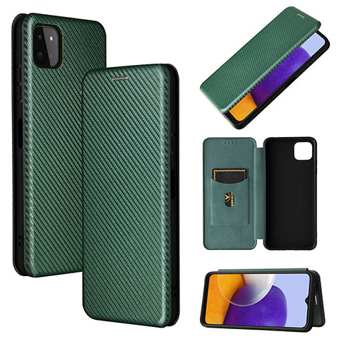 Custodia Portafoglio In Pelle Cover con Supporto L02Z per Samsung Galaxy A22 5G Verde