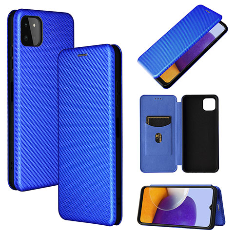 Custodia Portafoglio In Pelle Cover con Supporto L02Z per Samsung Galaxy A22s 5G Blu