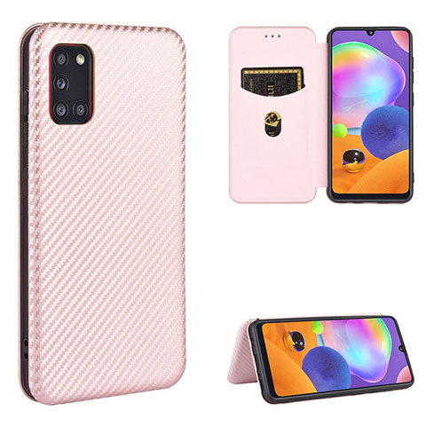 Custodia Portafoglio In Pelle Cover con Supporto L02Z per Samsung Galaxy A31 Oro Rosa