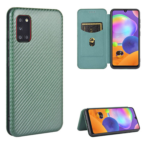 Custodia Portafoglio In Pelle Cover con Supporto L02Z per Samsung Galaxy A31 Verde