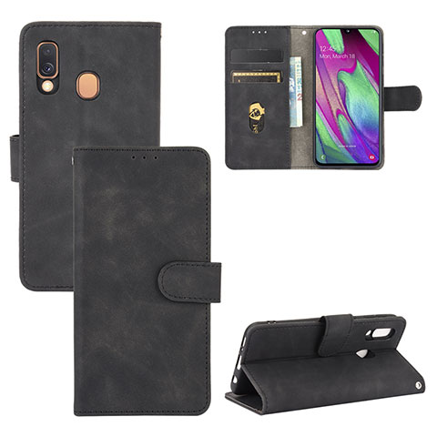 Custodia Portafoglio In Pelle Cover con Supporto L02Z per Samsung Galaxy A40 Nero