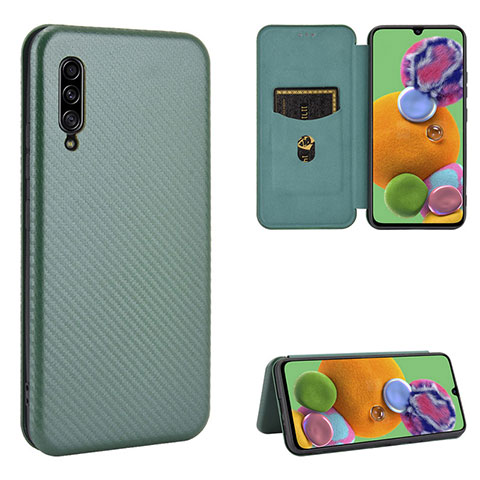 Custodia Portafoglio In Pelle Cover con Supporto L02Z per Samsung Galaxy A90 5G Verde